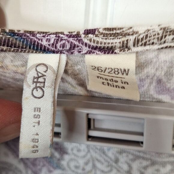 Cato Woman 26/28W Pullover V Neck Tunic Top‎ Brown Multi Bell Sleeves Crochet - Picture 7 of 9